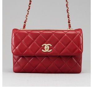 Chanel Red Lambskin Trendy CC Bag - Authentic
